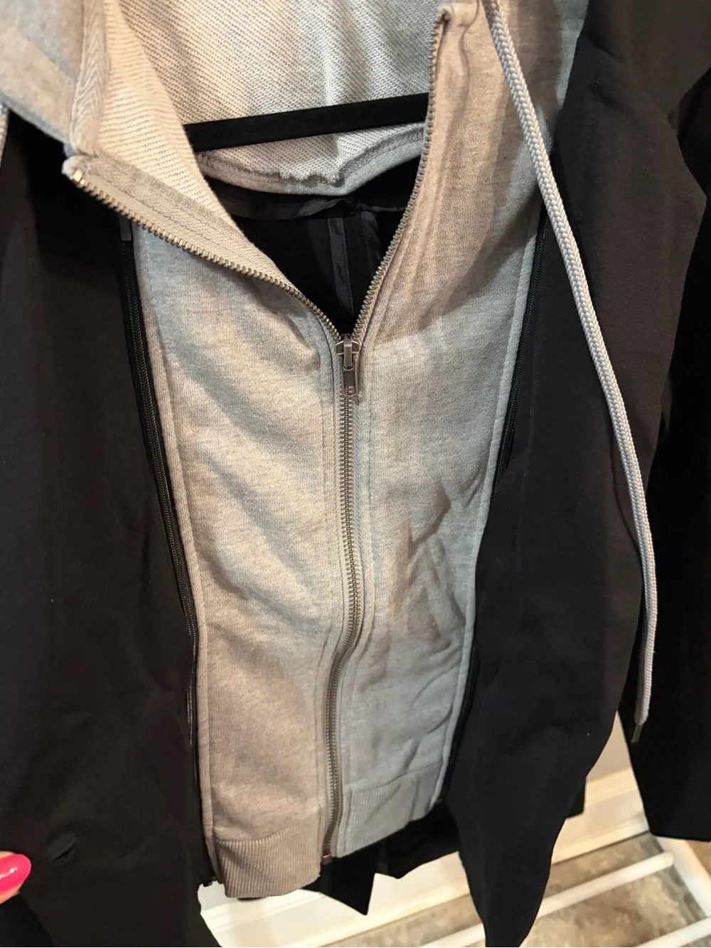 Liverpool Black Blazer with Light Gray Hoodie Layer size small